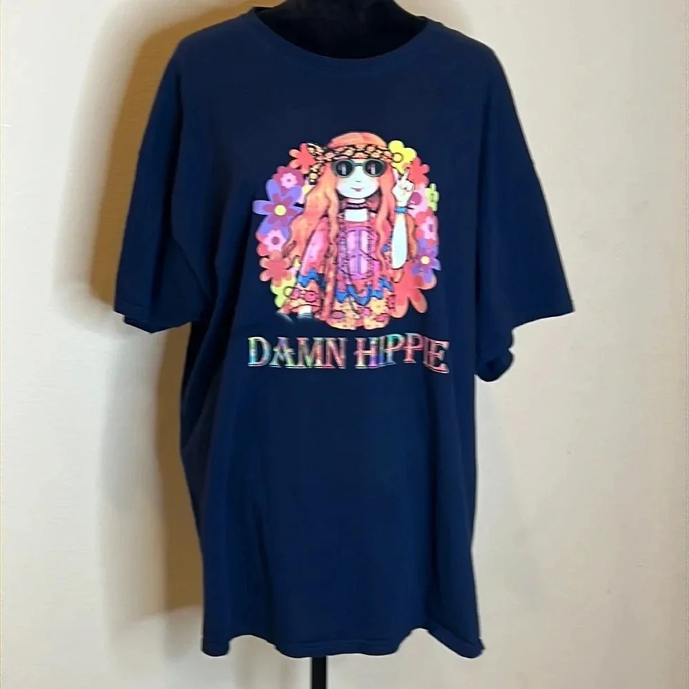 Tee Shirt Damn Hippie Graphic Size 2XL
